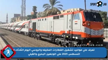 تعرف على مواعيد تشغيل القطارات المكيفة والروسي اليوم الثلاثاء 5 أغسطس 2025 على الوجهين البحري والقبلي